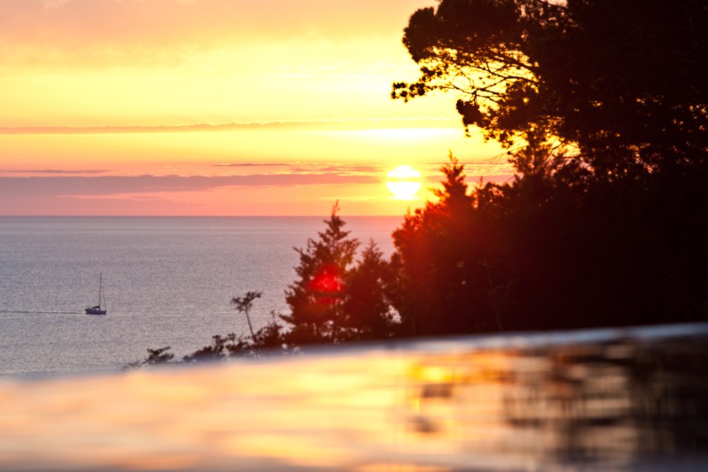 Views of sunset from the pool
